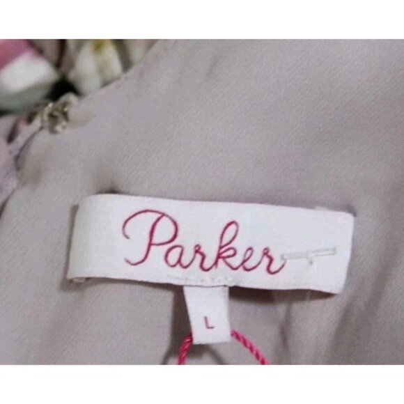 Parker Asymmetrical Ruffled Floral Print Dress Pink Size Large NWT $378 - Picture 10 of 12